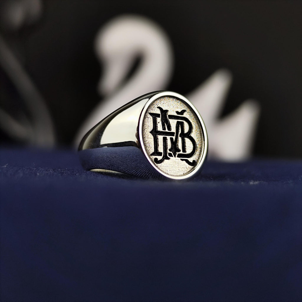 Personalized Sterling Silver Signet Ring – Custom Engraved Monogram Jewelry