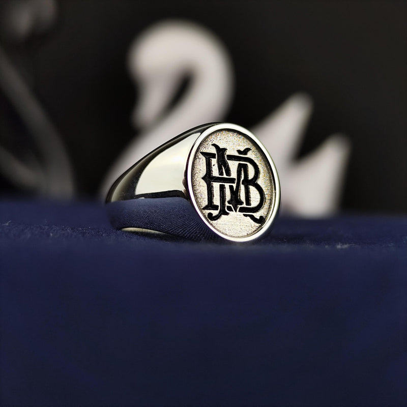 Personalized Sterling Silver Signet Ring – Custom Engraved Monogram Jewelry