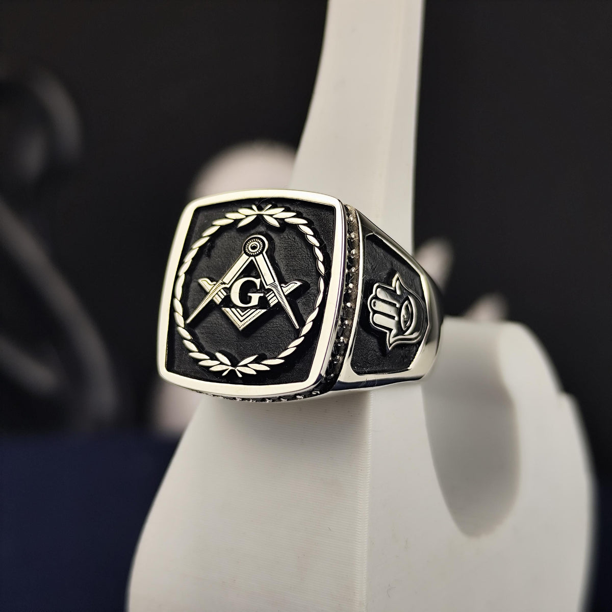 Masonic Lodge Ring, Square Compass Freemason Jewelry, Gold Silver Men's Gift