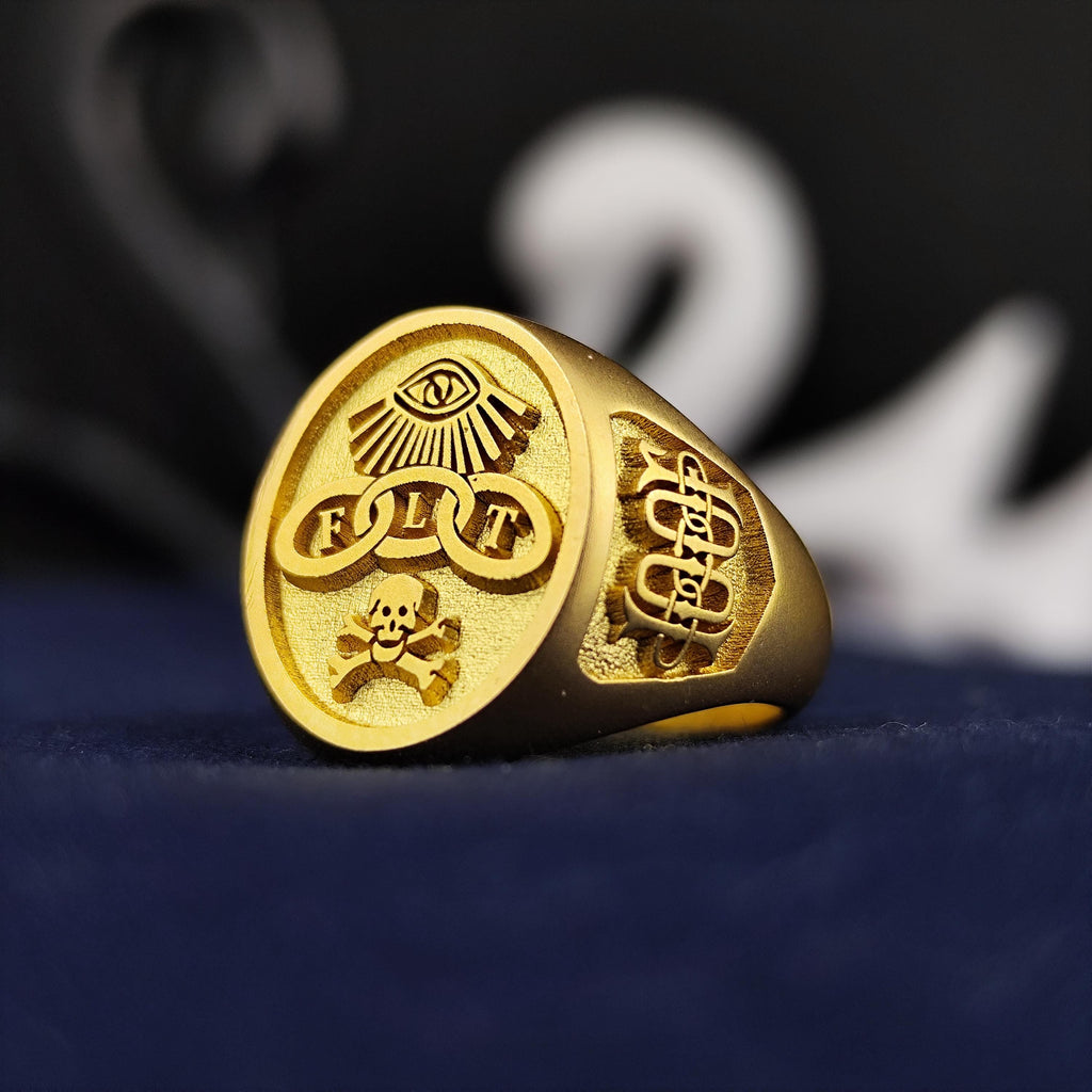 Odd Fellows Signet Ring, FLT Emblem, Sterling Silver or Gold