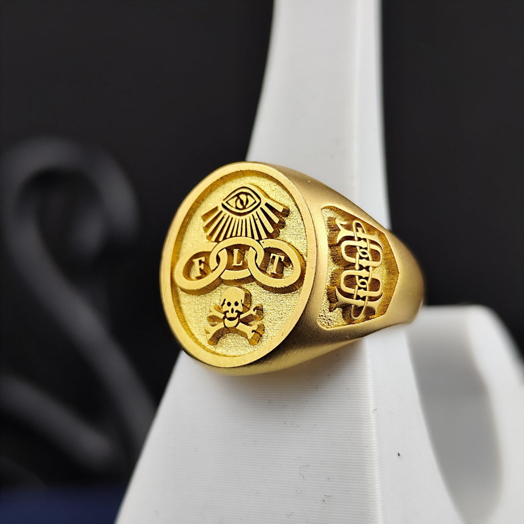 Odd Fellows Signet Ring, FLT Emblem, Sterling Silver or Gold