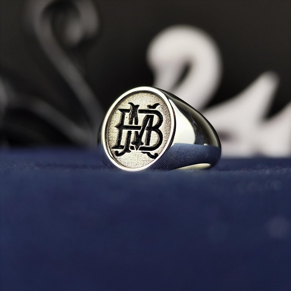 Personalized Sterling Silver Signet Ring – Custom Engraved Monogram Jewelry