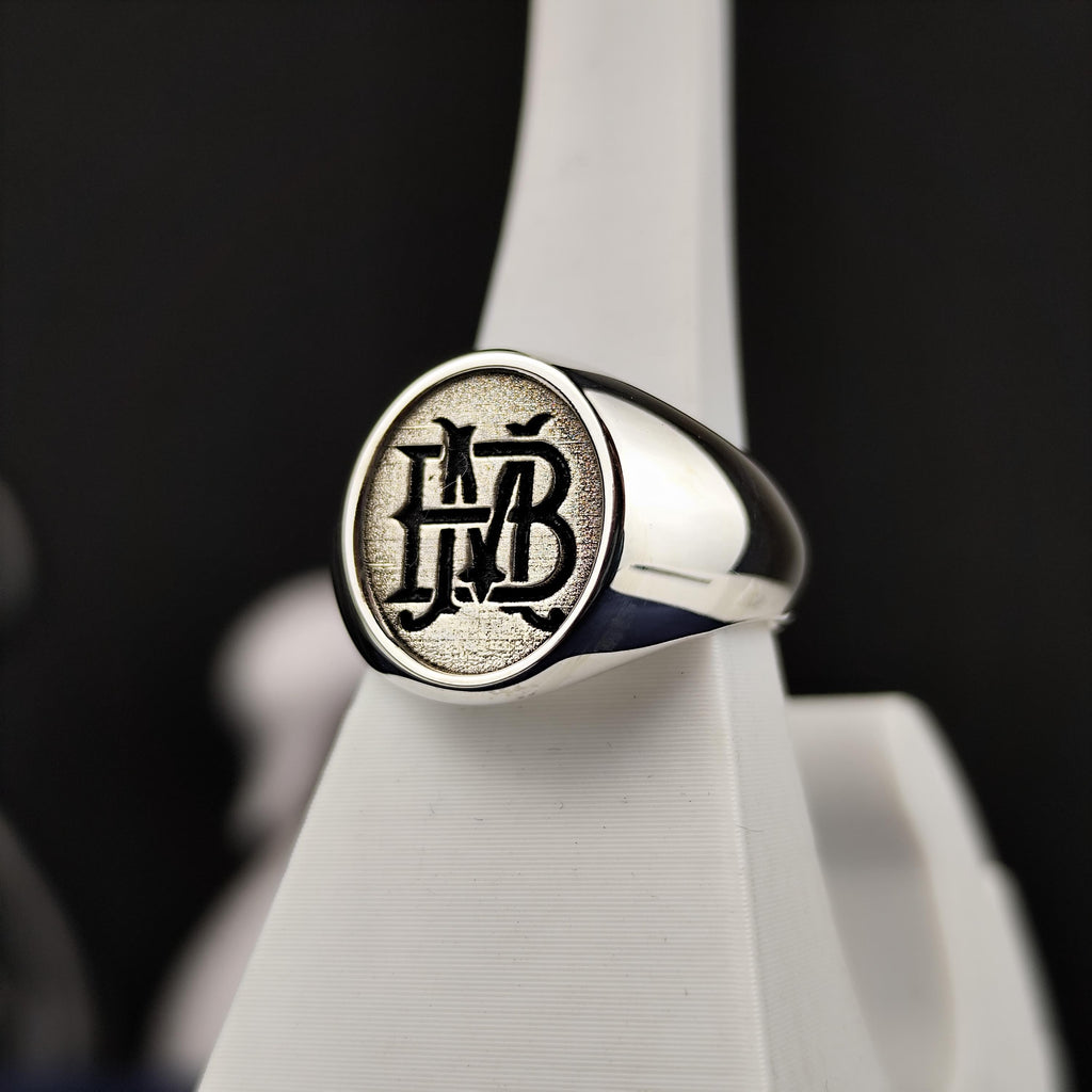 Personalized Sterling Silver Signet Ring – Custom Engraved Monogram Jewelry