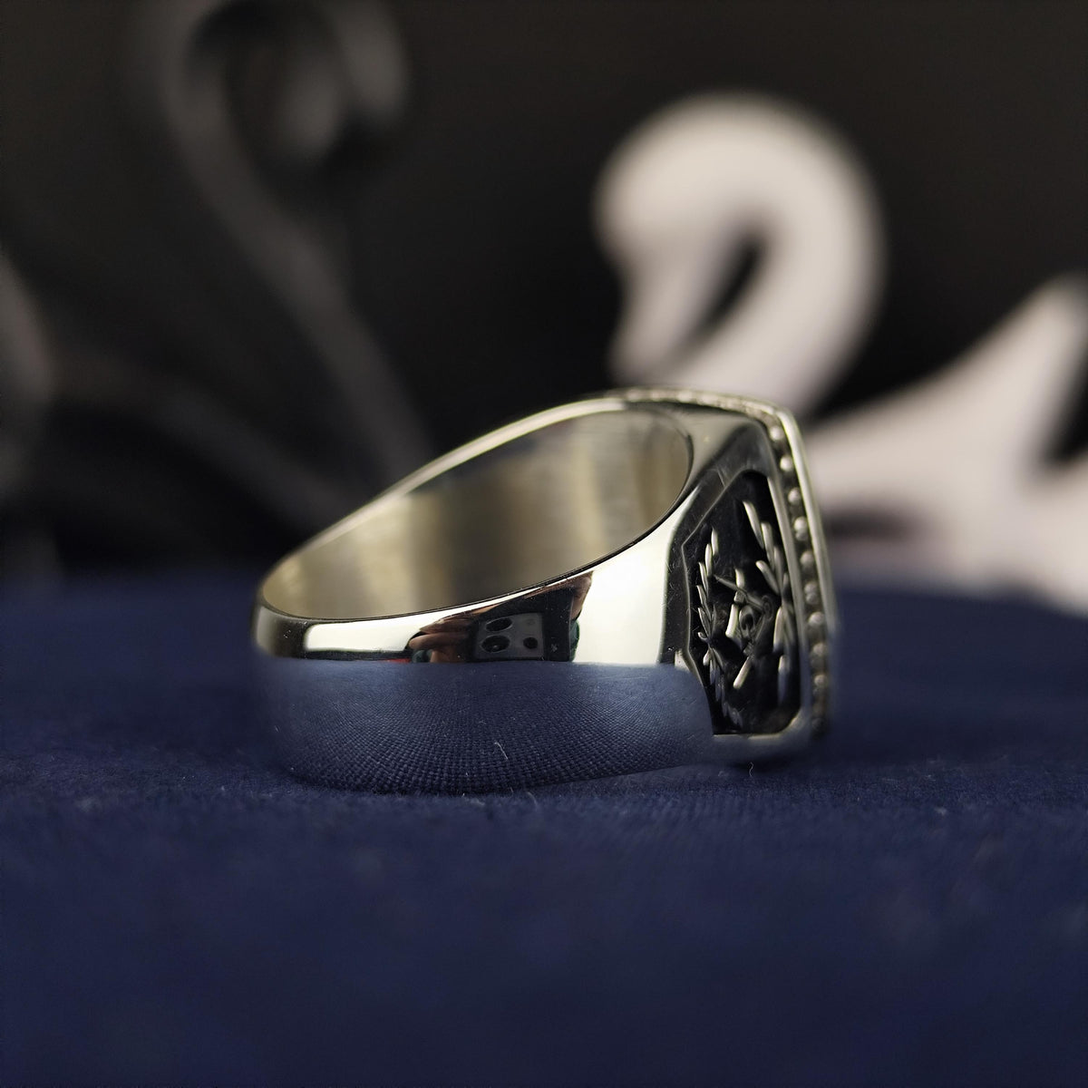 Masonic Lodge Ring, Square Compass Freemason Jewelry, Gold Silver Men's Gift