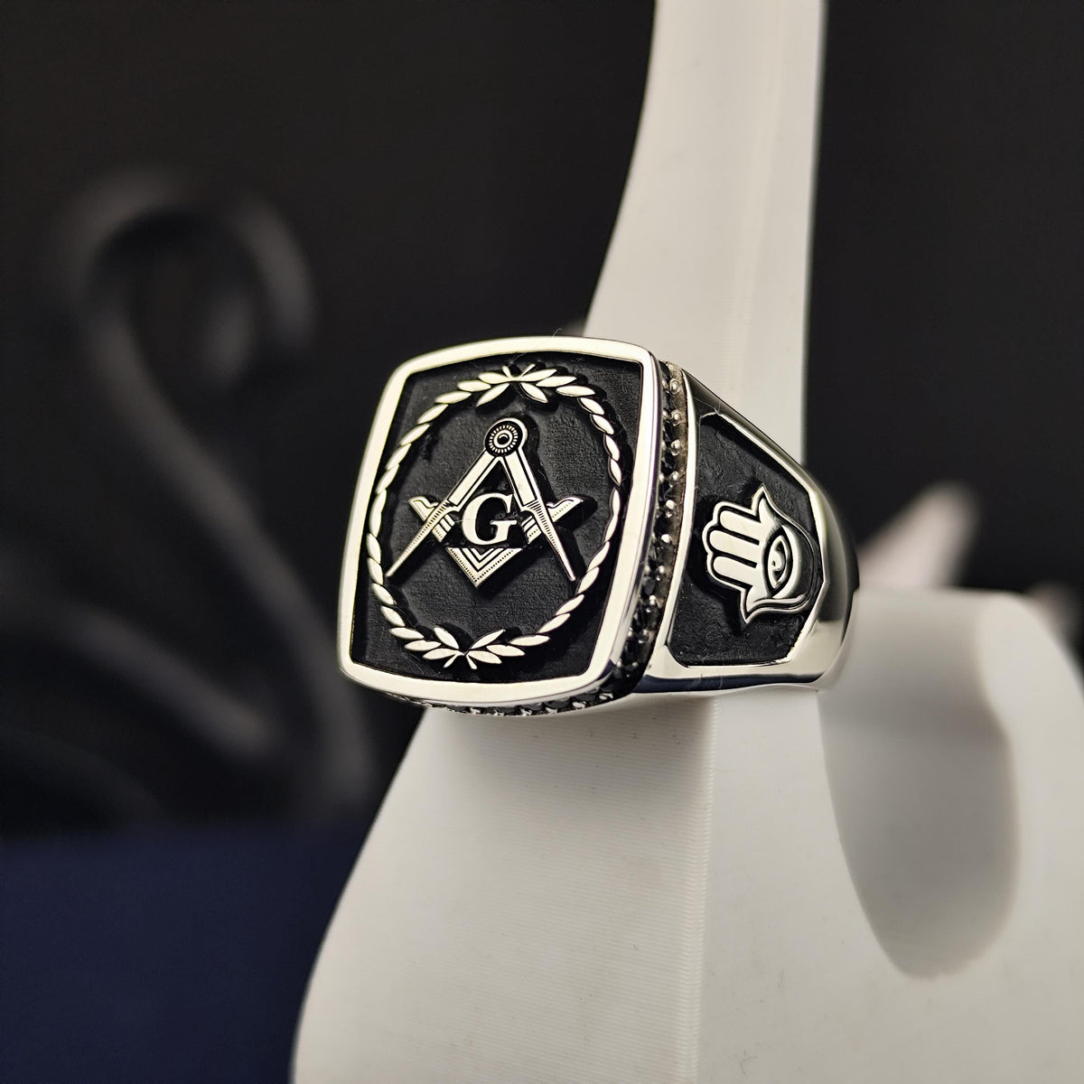 Masonic Lodge Ring, Square Compass Freemason Jewelry, Gold Silver Men's Gift