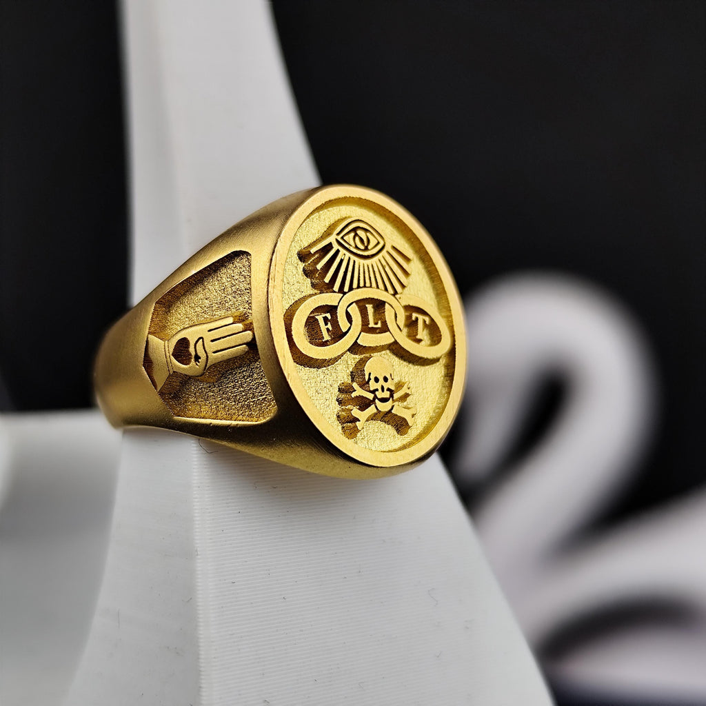 Odd Fellows Signet Ring, FLT Emblem, Sterling Silver or Gold