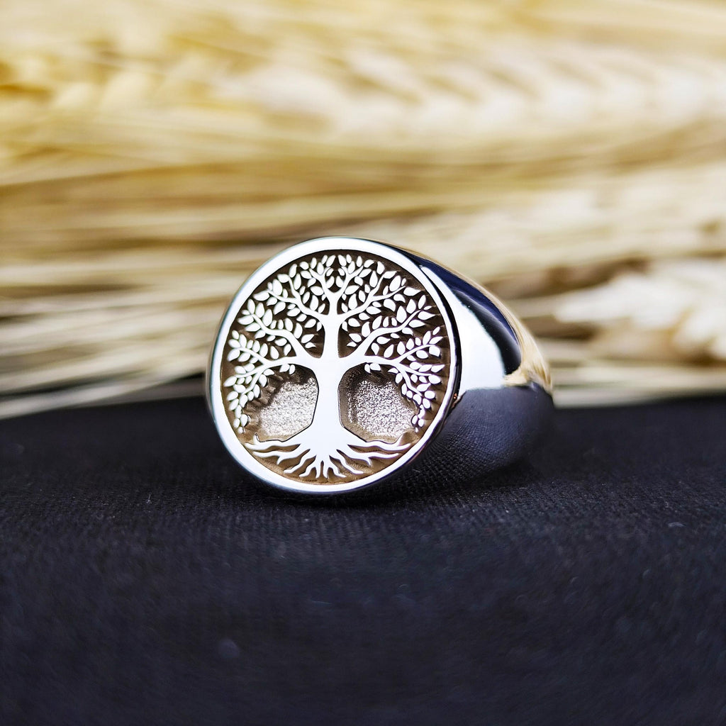 Tree of Life Signet Ring, Sterling Silver Spiritual Nature Symbol Jewelry, Meaningful Gift