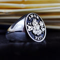 Memento Mori Sterling Silver Signet Ring: Amor Fati Stoic Jewelry