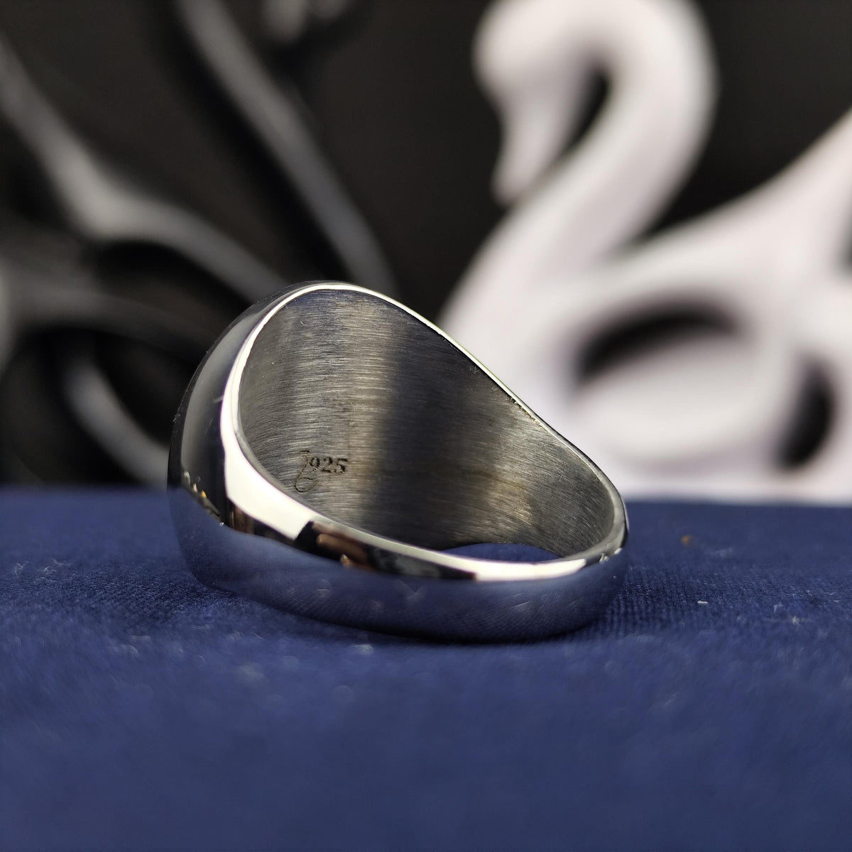 Personalized Two Initial Signet Ring, Custom Oval Monogram in Sterling Silver, Gift for Boyfriend