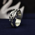 Organic Silver Ring, Raw Textured Unisex Wedding Band in Gold