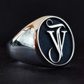 Men's Large Signet Ring with Custom Initials, Sterling Silver Pinky Ring