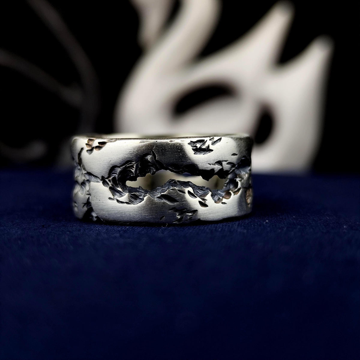 Oxidized Silver Ring, Organic Textured Band, Rustic Unisex Jewelry