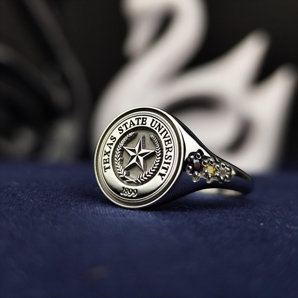 University Ring, Minimalist Graduation Gift for Her Silver and Gold