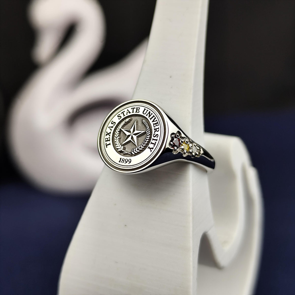 University Ring, Minimalist Graduation Gift for Her Silver and Gold