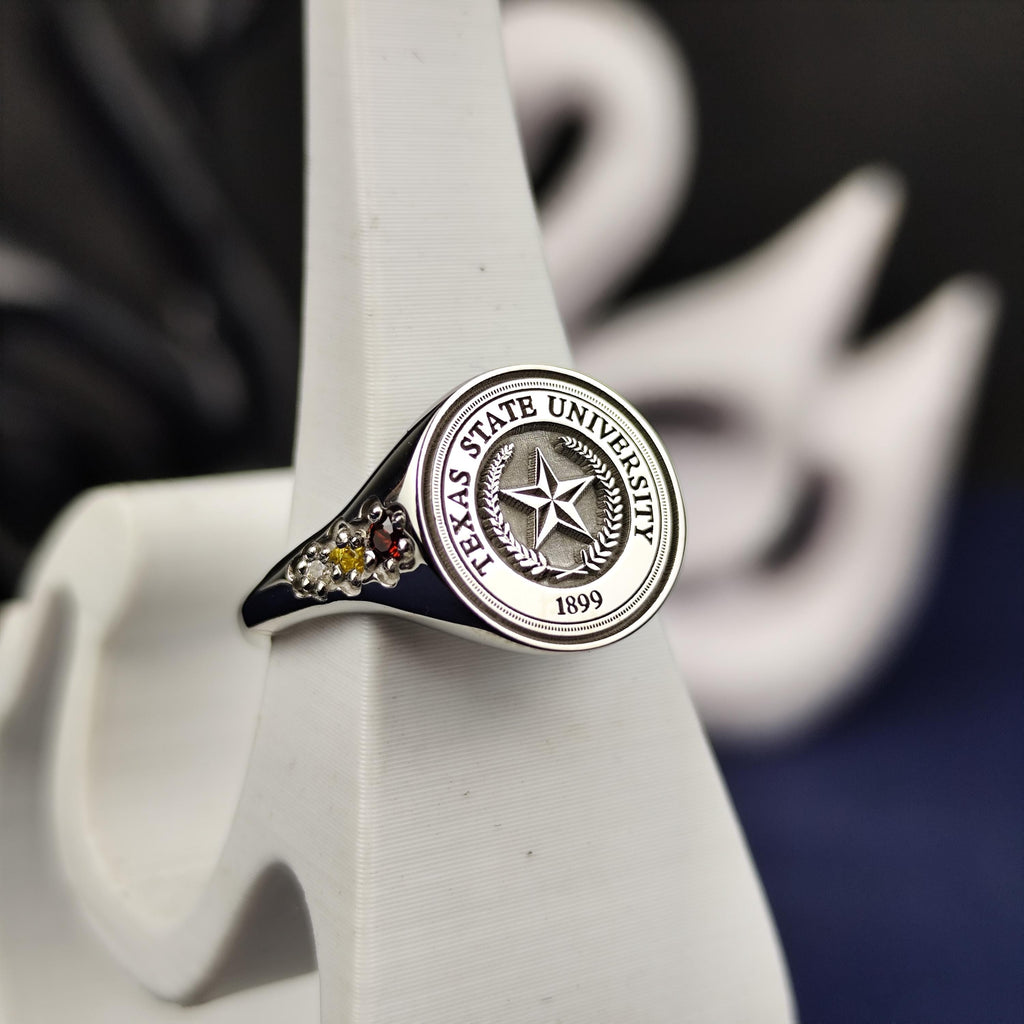 University Ring, Minimalist Graduation Gift for Her Silver and Gold