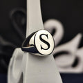 Initial Ring, Oval Single Letter Signet, Sterling Silver or Gold Options