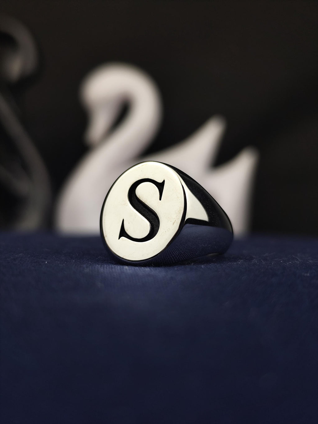 Initial Ring, Oval Single Letter Signet, Sterling Silver or Gold Options
