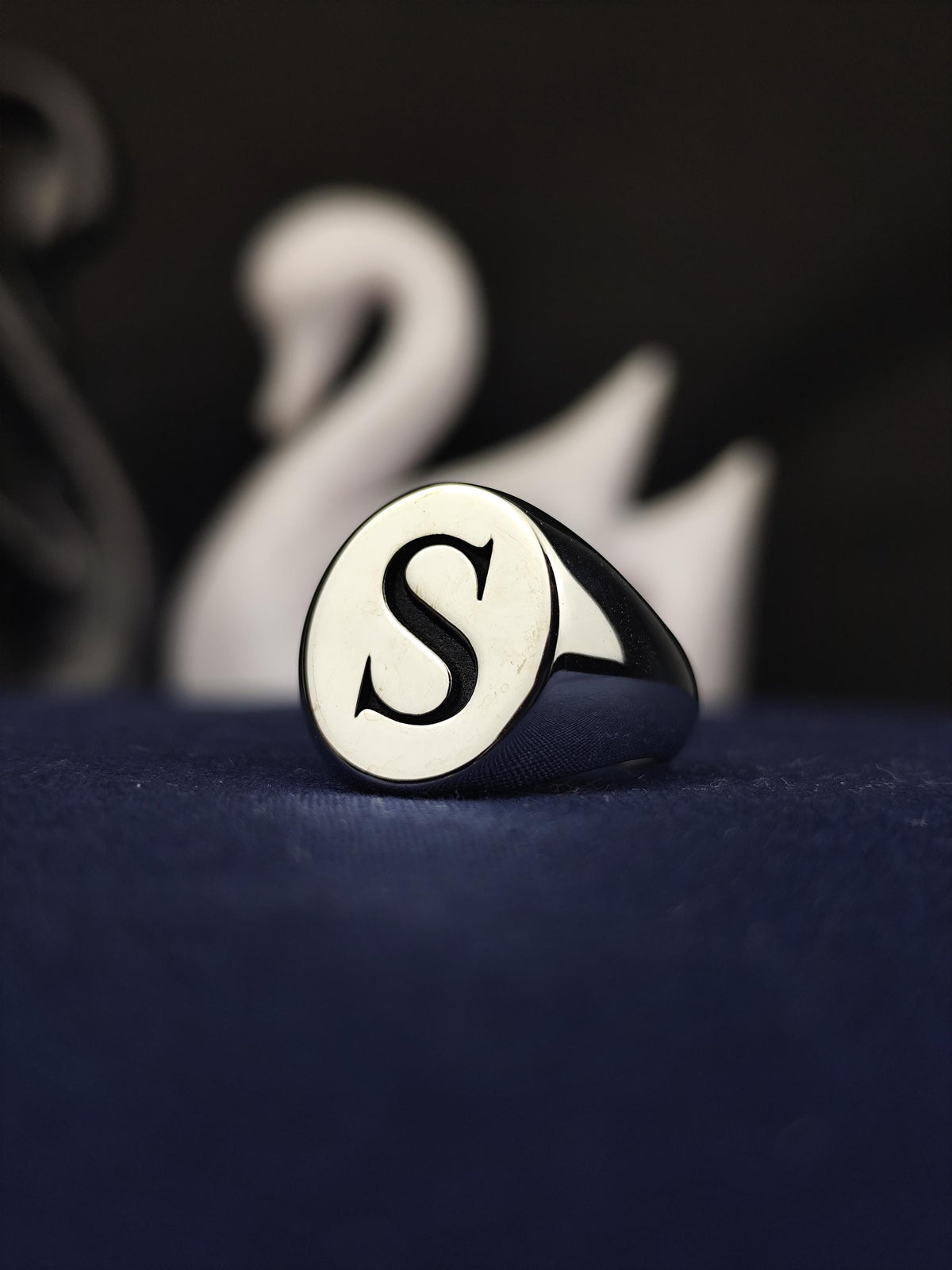 Initial Ring, Oval Single Letter Signet, Sterling Silver or Gold Options