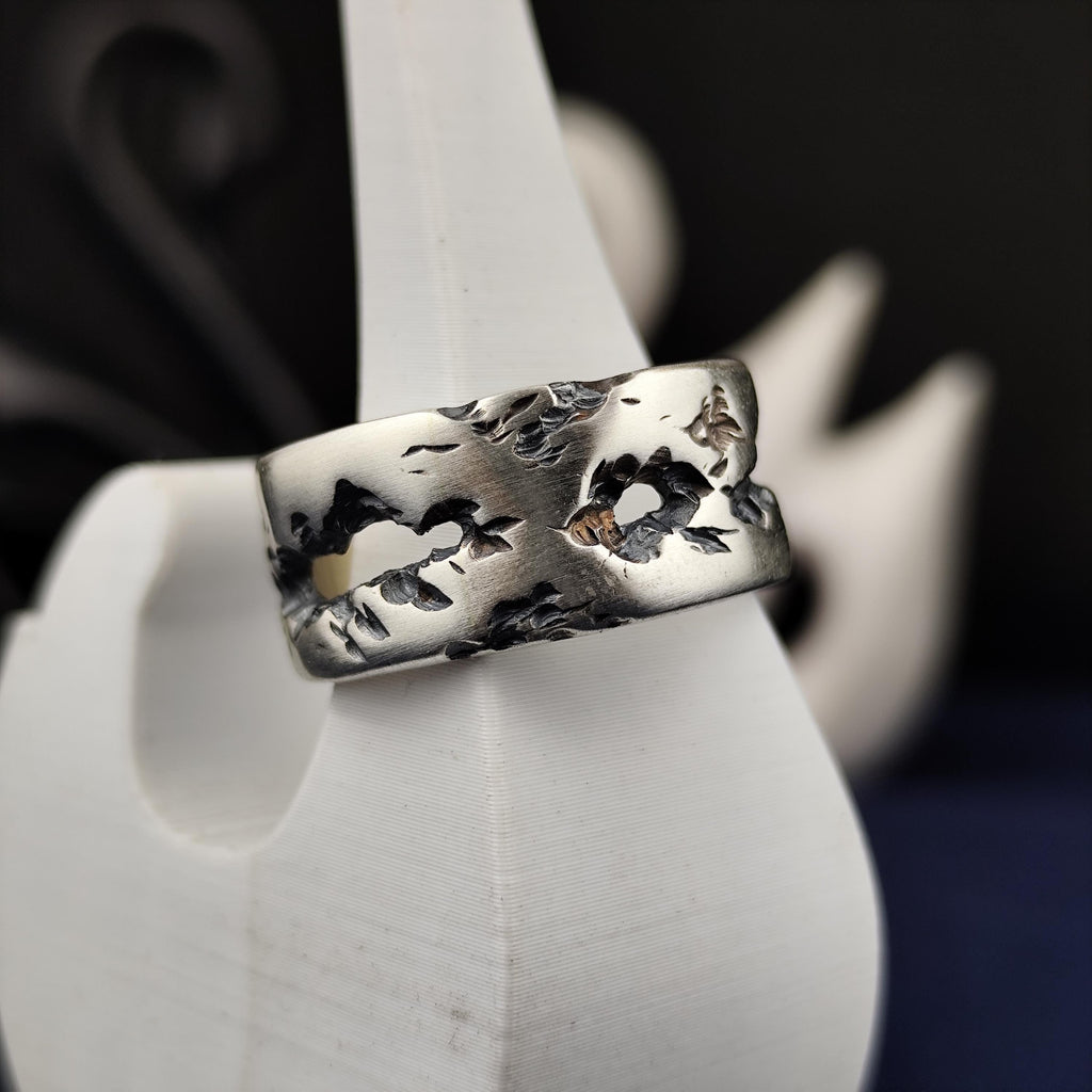Oxidized Silver Ring, Organic Textured Band, Rustic Unisex Jewelry