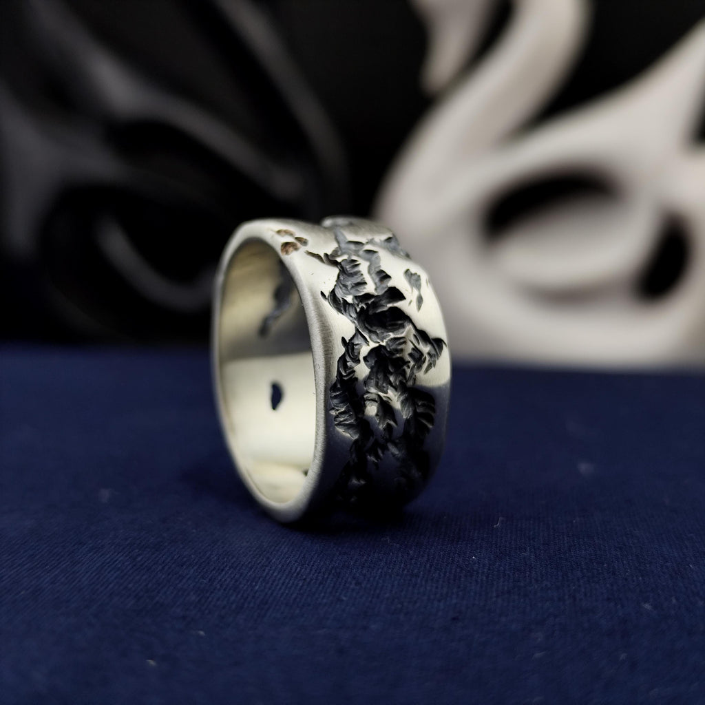 Oxidized Silver Ring, Organic Textured Band, Rustic Unisex Jewelry