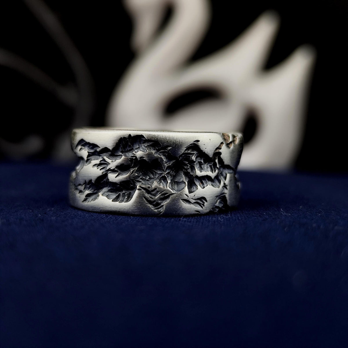 Oxidized Silver Ring, Organic Textured Band, Rustic Unisex Jewelry