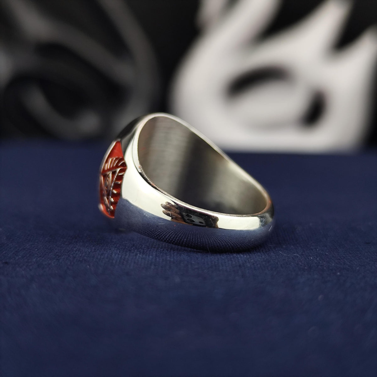 Handcrafted Freemason Ring: Sterling Silver Masonic Signet with Enamel