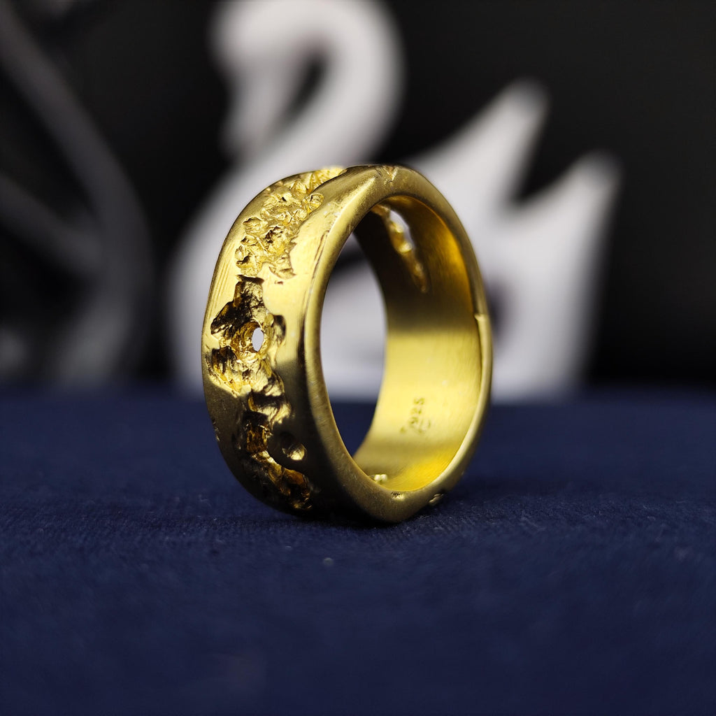 Organic Textured Ring, Rustic Band in Sterling Silver or Gold