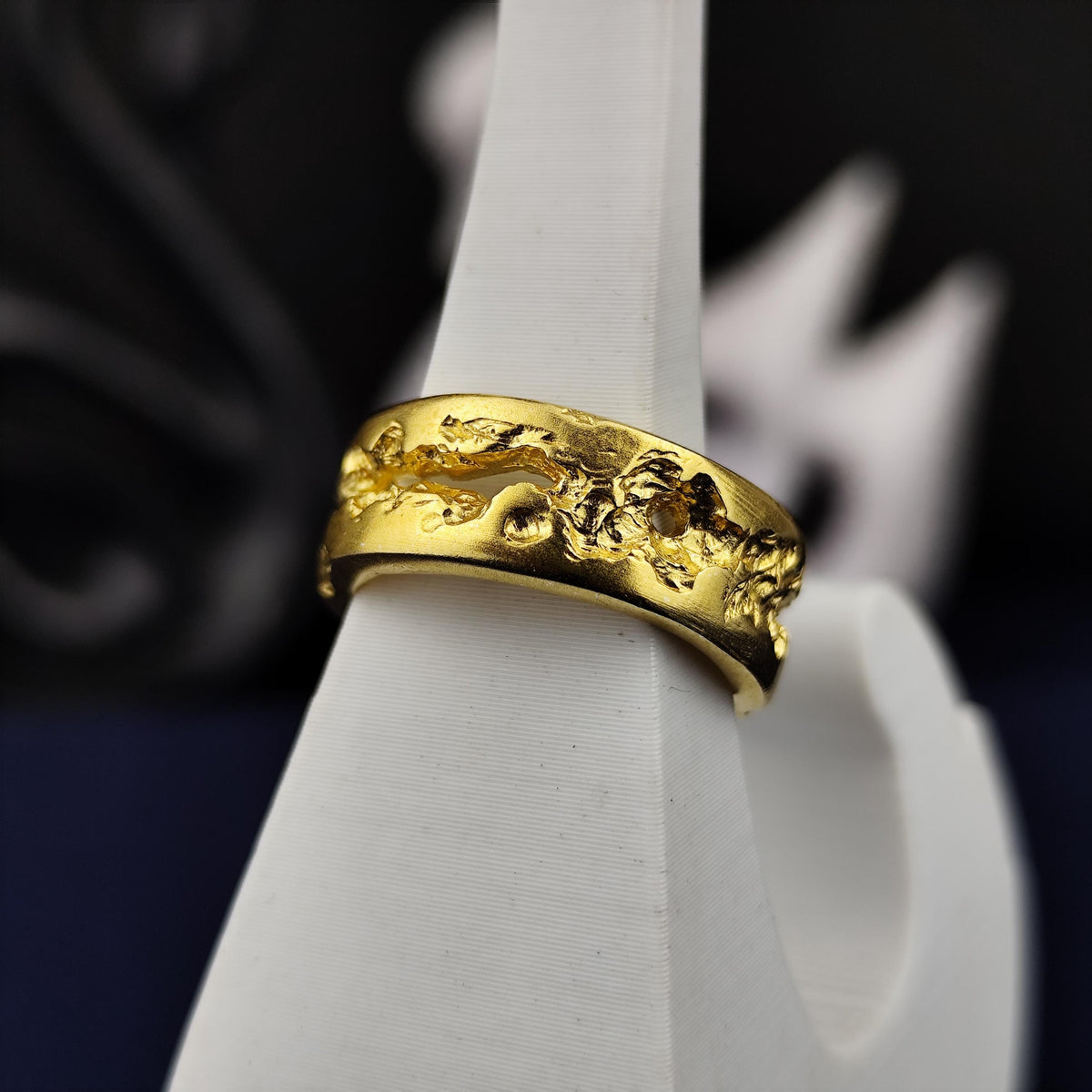 Organic Textured Ring, Rustic Band in Sterling Silver or Gold