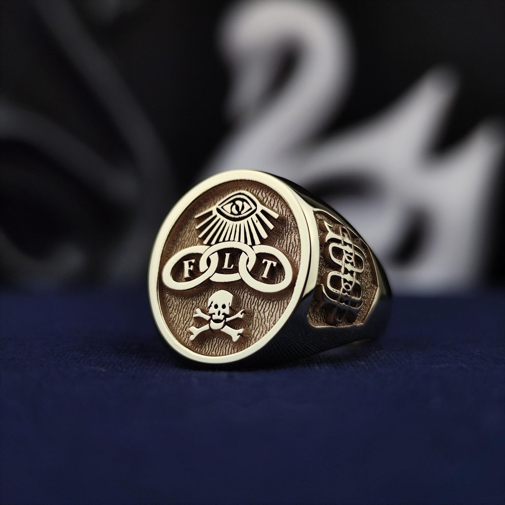 14k Gold Odd Fellows Ring: Handmade Masonic FLT Signet