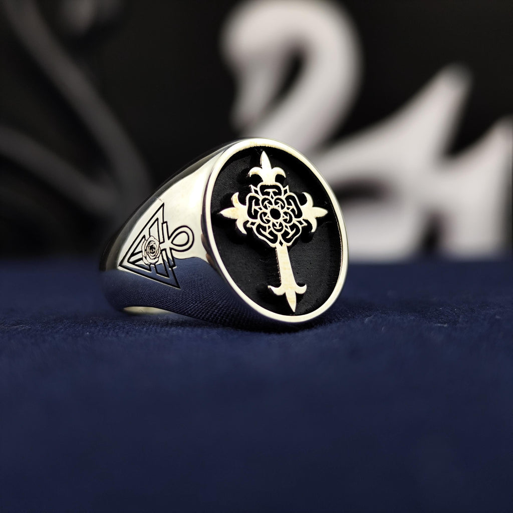 Rose Croix Masonic Signet Ring, Scottish Rite 18th Degree, Sterling Silver or Gold