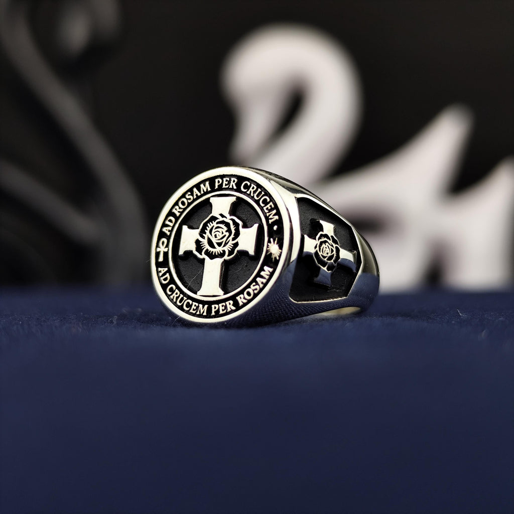 Rose Croix Masonic Ring, 925 Sterling Silver Scottish Rite 18th Degree Signet