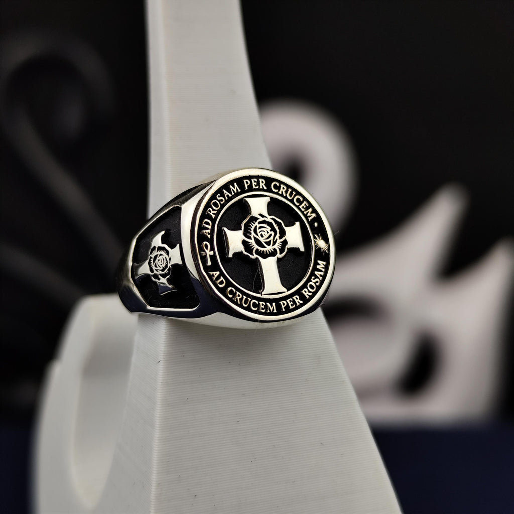 Rose Croix Masonic Ring, 925 Sterling Silver Scottish Rite 18th Degree Signet