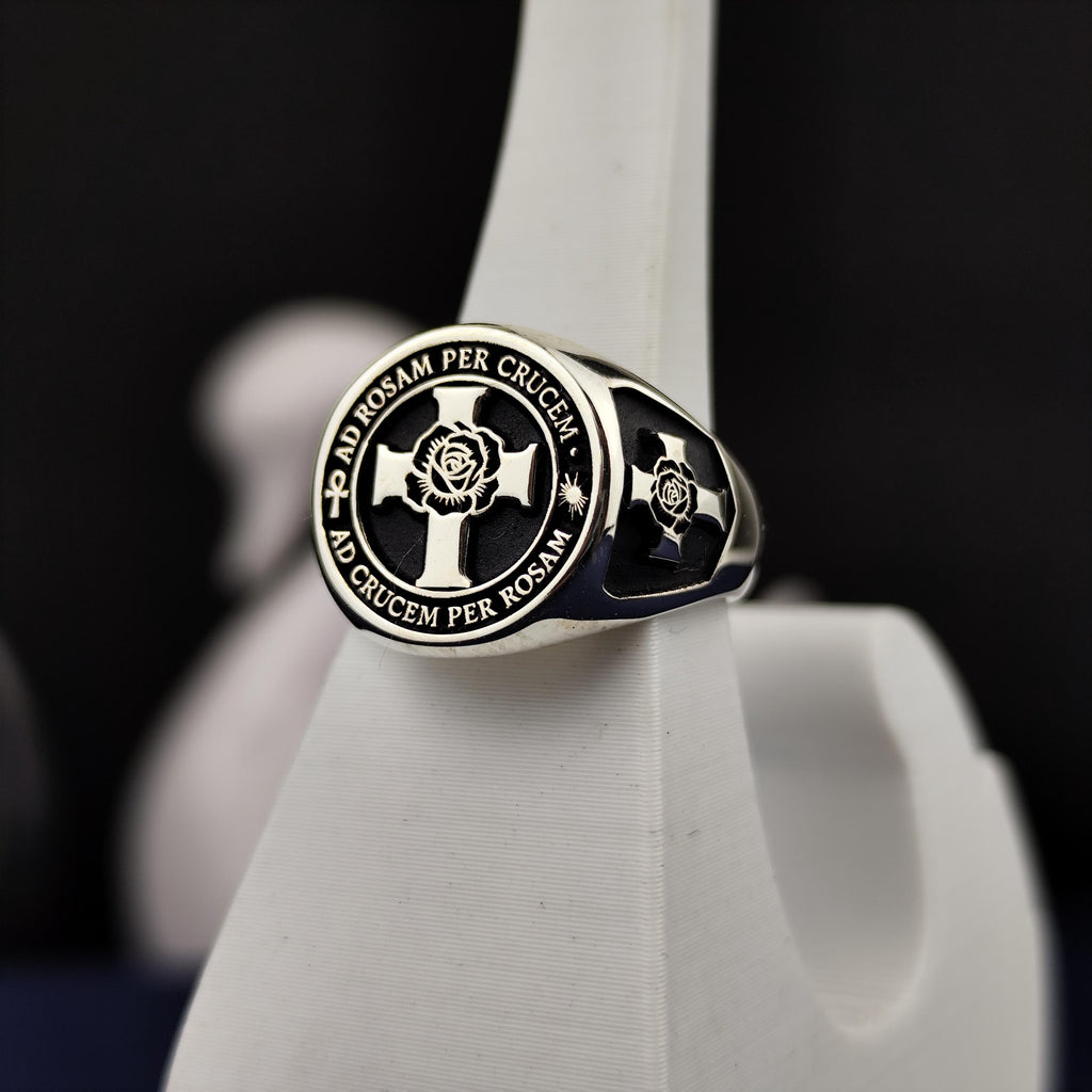 Rose Croix Masonic Ring, 925 Sterling Silver Scottish Rite 18th Degree Signet