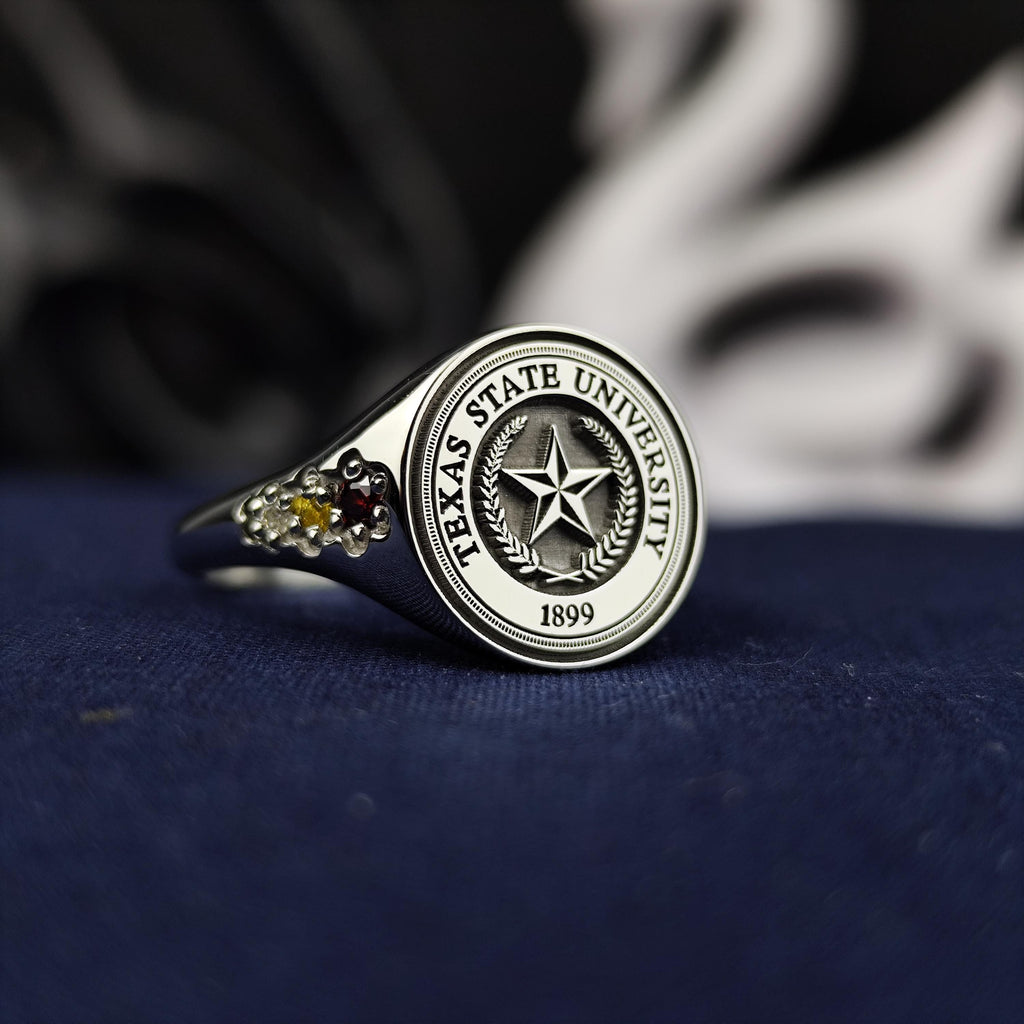 University Ring, Minimalist Graduation Gift for Her Silver and Gold