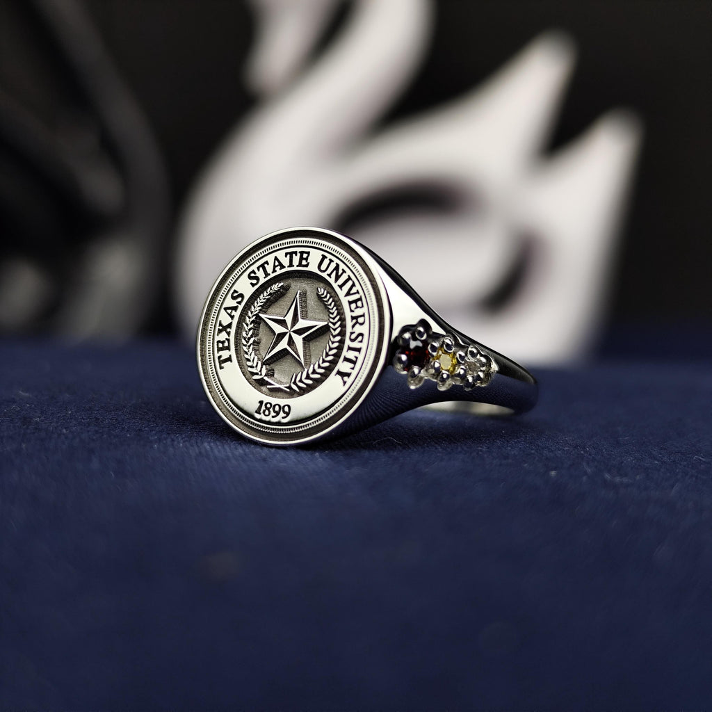 University Ring, Minimalist Graduation Gift for Her Silver and Gold