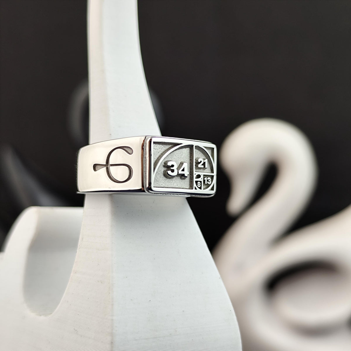 Fibonacci Ring, Golden Ratio Signet Ring, Sacred Geometry Sterling Silver Math Jewelry Gift