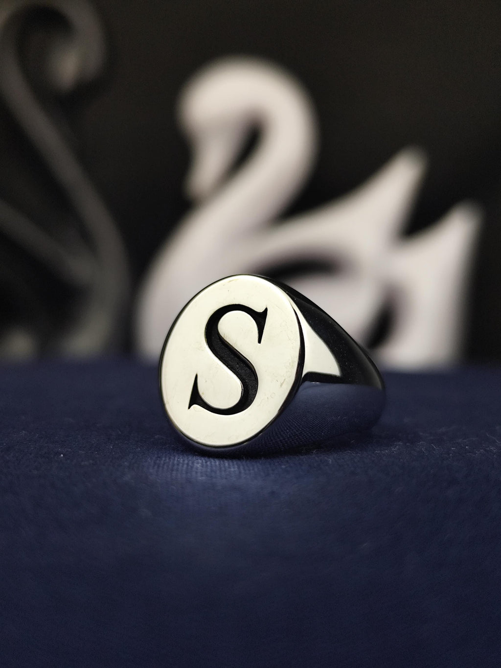 Initial Ring, Oval Single Letter Signet, Sterling Silver or Gold Options