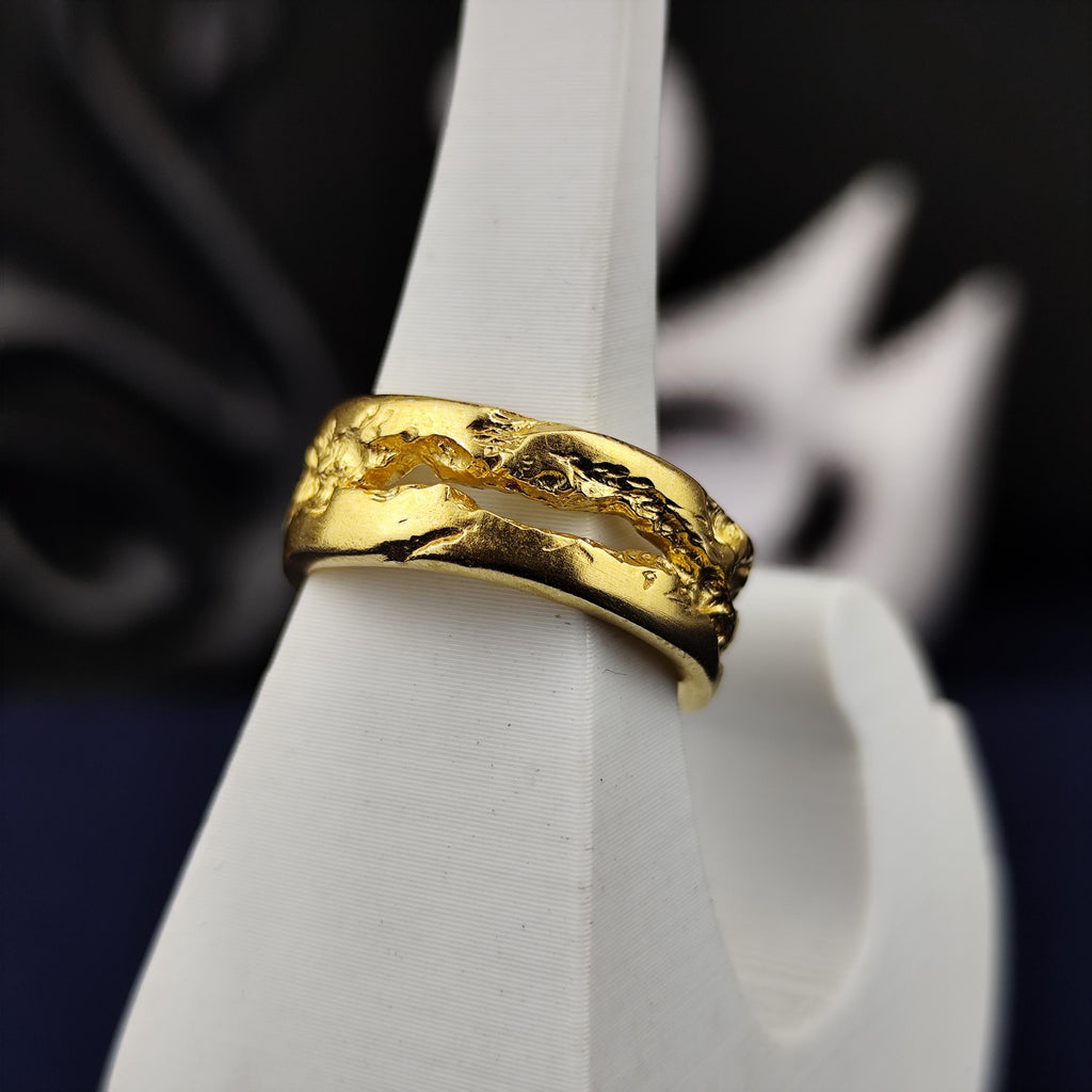 Organic Textured Ring, Rustic Band in Sterling Silver or Gold
