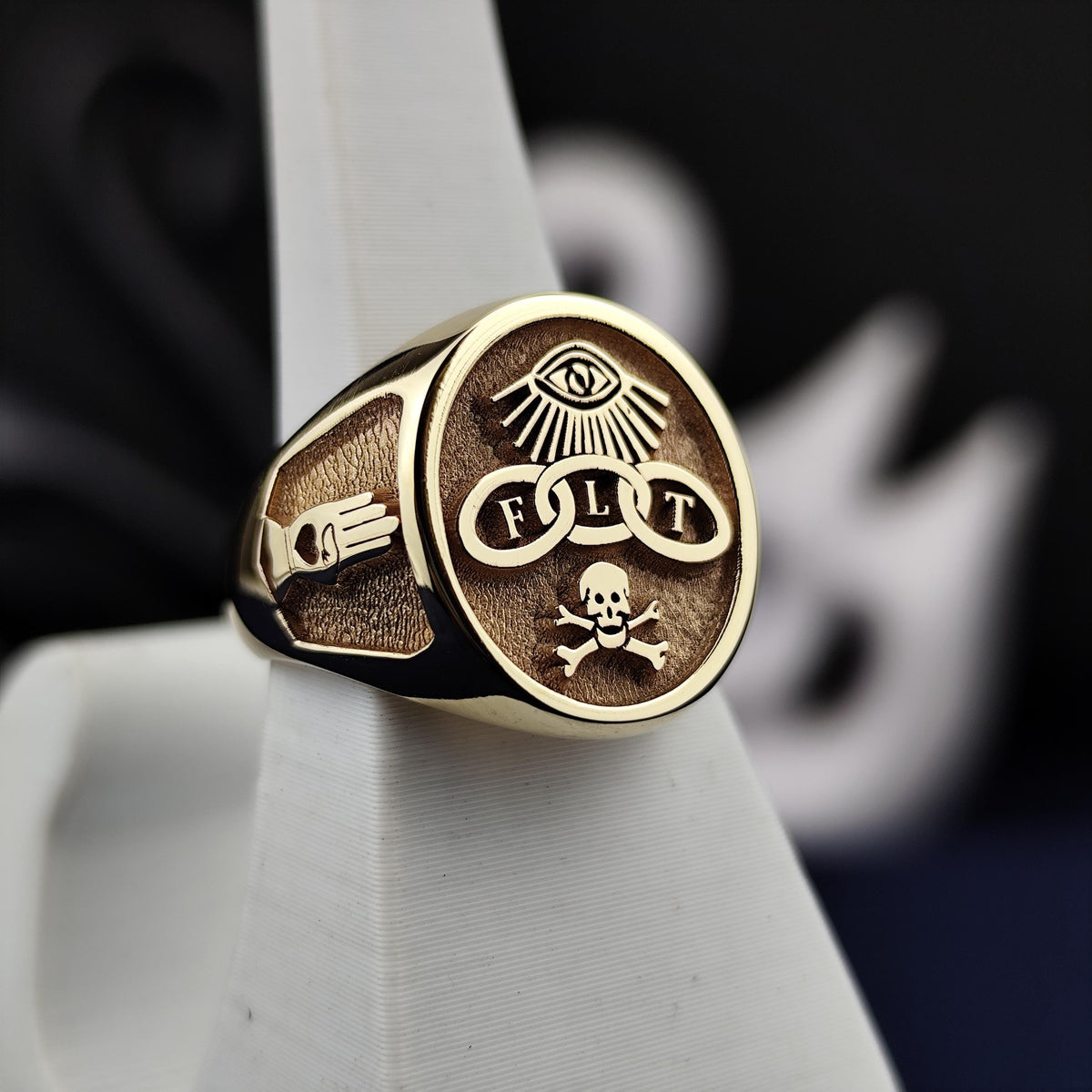 14k Gold Odd Fellows Ring: Handmade Masonic FLT Signet