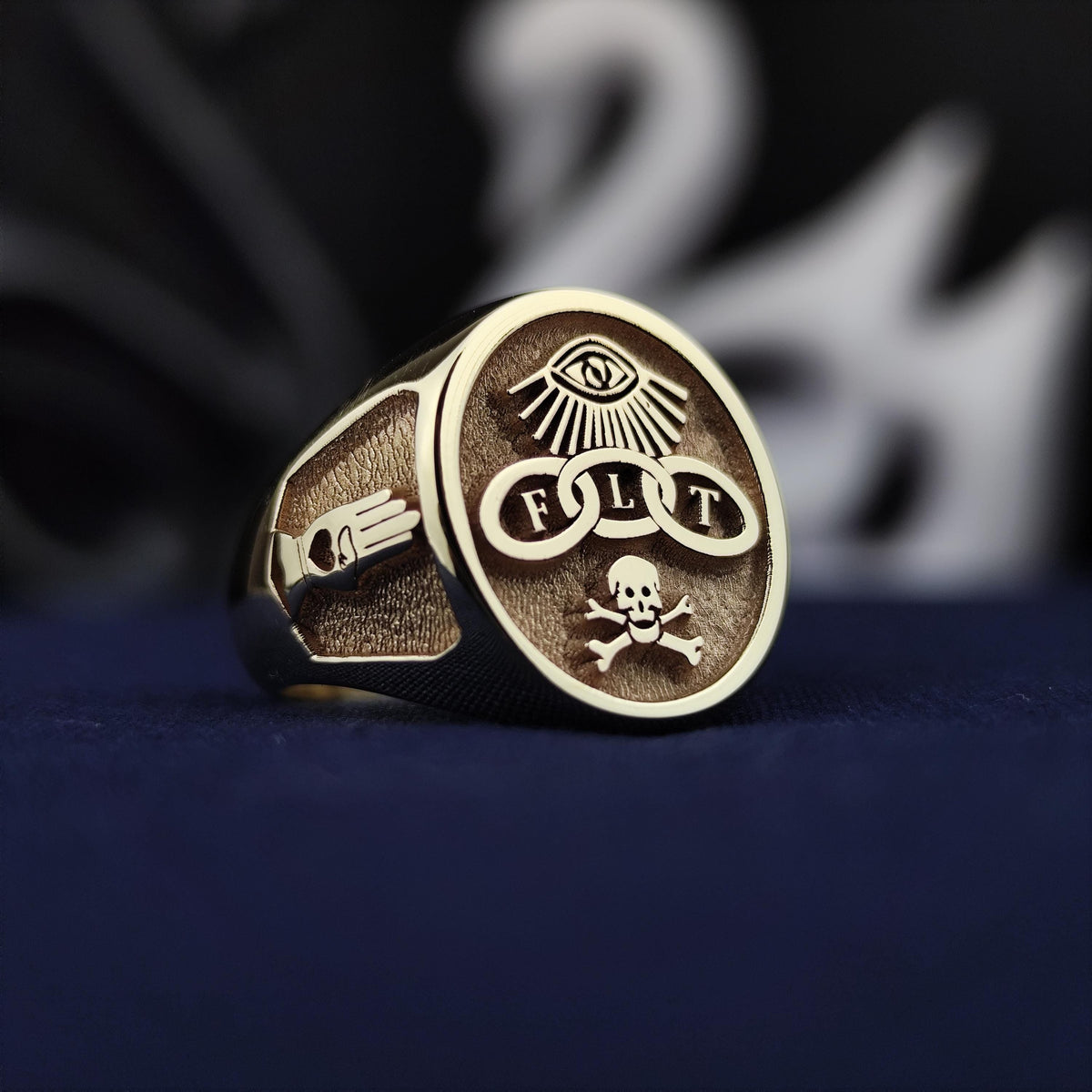 14k Gold Odd Fellows Ring: Handmade Masonic FLT Signet