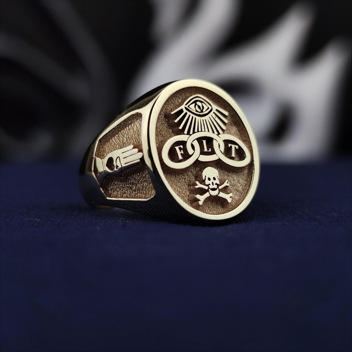 14k Gold Odd Fellows Ring: Handmade Masonic FLT Signet