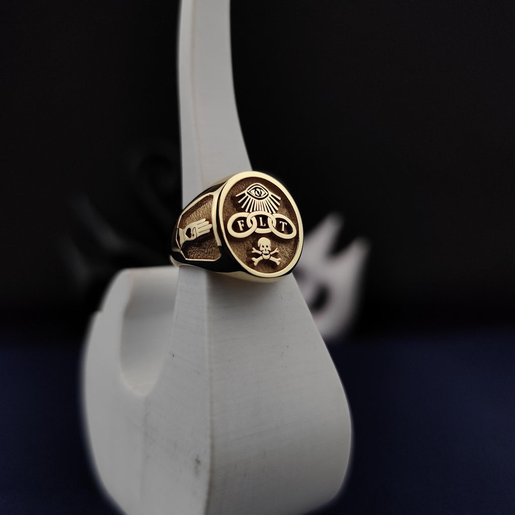 14k Gold Odd Fellows Ring: Handmade Masonic FLT Signet