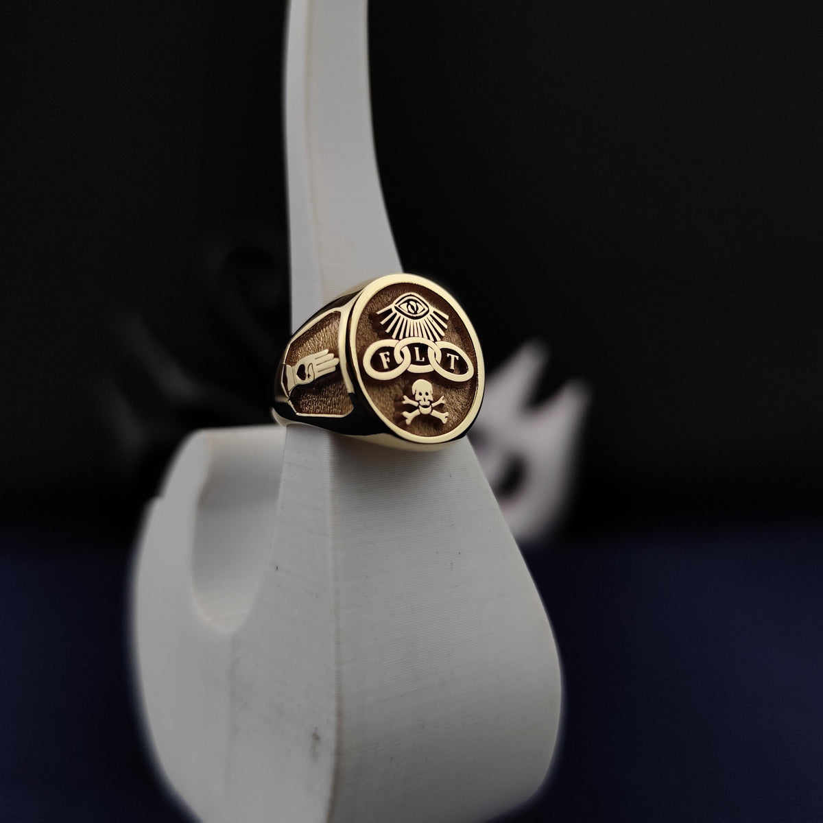 14k Gold Odd Fellows Ring: Handmade Masonic FLT Signet