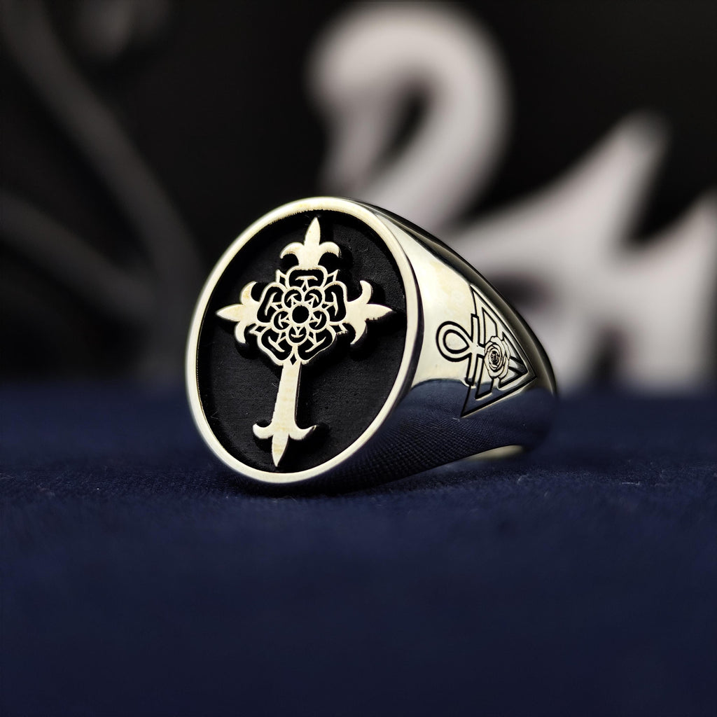 Rose Croix Masonic Signet Ring, Scottish Rite 18th Degree, Sterling Silver or Gold