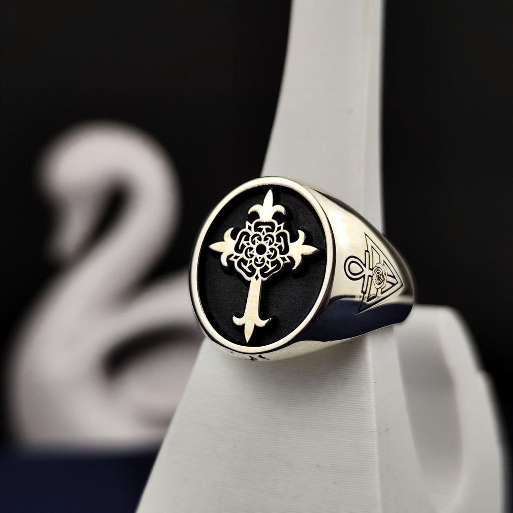 Rose Croix Masonic Signet Ring, Scottish Rite 18th Degree, Sterling Silver or Gold