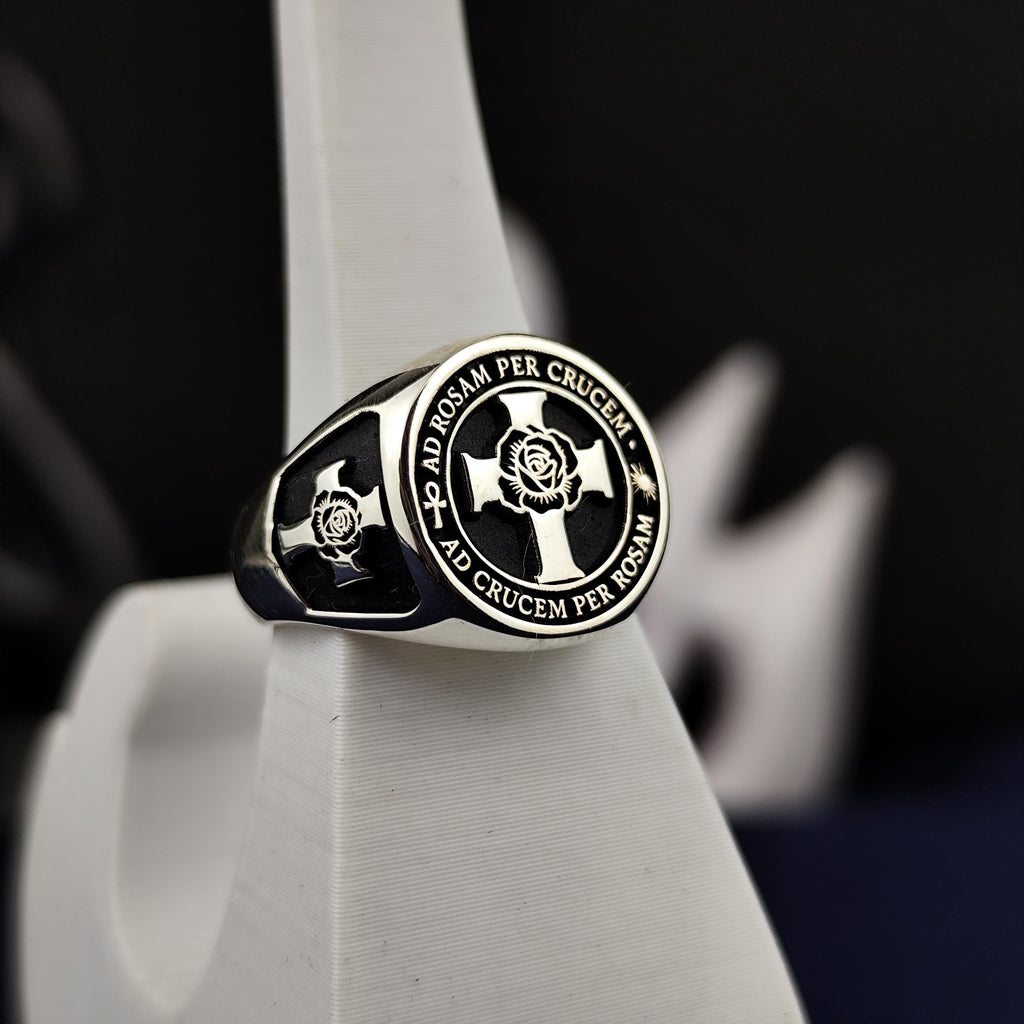 Rose Croix Masonic Ring, 925 Sterling Silver Scottish Rite 18th Degree Signet
