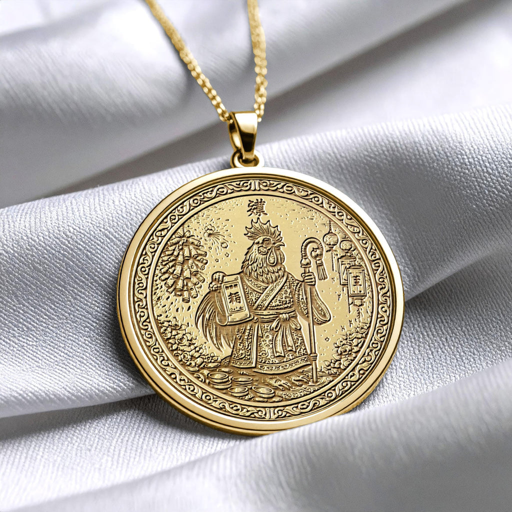 Year of the Rooster Chinese Zodiac Necklace - Pendant of Confidence, Success & Precision
