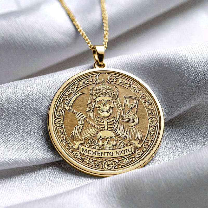 Memento Mori Skull Pendant Necklace, Gothic Necklace, Symbolic Reminder Jewelry