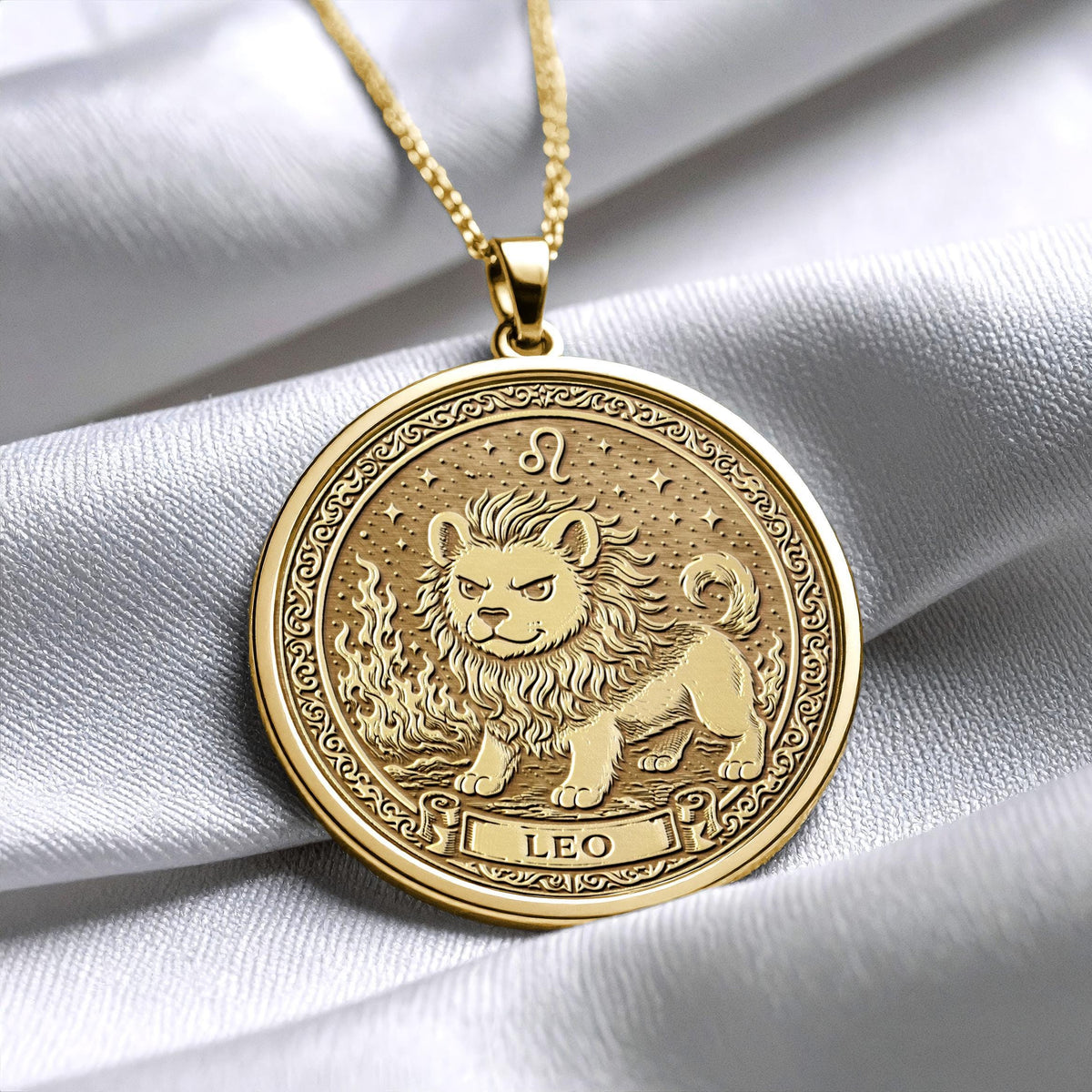 Leo Zodiac Dog Charm Pendant – 14K Gold, Sterling Silver