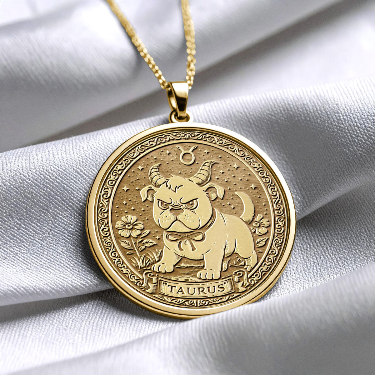 Taurus Dog Charm Pendant – Zodiac Astrology Necklace